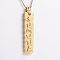 French Vintage Style Stainless Steel Om Mani Padme Hum Rectangle Pendant Necklaces for Women, Golden