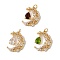 Brass Micro Pave Cubic Zirconia Pendants, with Jump Ring, Cadmium Free & Nickel Free & Lead Free, Rack Plating, Moon with Teardrop, Mixed Color, 23.5x17x2.5mm,  jump ring: 5x0.8mm, Hole: 3mm