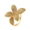 Brass Micro Pave Clear Cubic Zirconia Finger Rings for Women, Cadmium Free & Nickel Free & Lead Free, Flower, Real 18K Gold Plated, Inner Diameter: 17.6mm