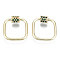 Brass Micro Pave Cubic Zirconia Screw Carabiner Lock Charms, for Necklaces Making, Heart, Square, Real 18K Gold Plated, Nickel Free, Sea Green, 20x20x2mm, Screw: 7x6mm