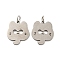 Non-Tarnish 304 Stainless Steel Pendants, Laser Cut, with Jump Ring, Raccoon Charm, Stainless Steel Color, 17x15x1mm, Hole: 3mm