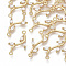 Brass Micro Pave Cubic Zirconia Links connectors, for Jewelry DIY Craft Making, Nickel Free, Branch, Clear, Real 18K Gold Plated, 22x9x3mm, Hole: 1.2mm