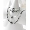 Yin-yang Polymer Clay & Glass Seed Beaded Double Necklaces & Bracelets Sets, Black, 360mm