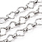 Alloy Teardrop with Twining Chains, Unwelded, with Spool, Platinum, 20x13.5x3mm, Small Ring: 15x11x2mm, Oval Links: 9x3x1mm, about 32.81 Feet(10m)/Roll