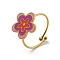 Adjustable 304 Stainless Steel Rings, with Enamel for Woman, Flower, Inner Diameter: 18mm