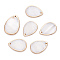 Electroplate Freshwater Shell Pendants, Teardrop, Light Gold, 24~24.5x18x1.5mm, Hole: 1.2mm