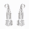 Brass Pendants, Nickel Free, Building, Real Platinum Plated, 18.5x5x5mm, Hole: 1.8mm
