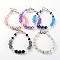 Lovely Frosted Glass Beaded Bracelets, with Glass Pearl Beads, Tibetan Style Alloy Beads and Heart Alloy Toggle Clasps, Mixed Color, 185mm
