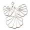 Non-Tarnish 201 Stainless Steel Pendants, Laser Cut, Ginkgo Leaf Charm, Stainless Steel Color, 41x35x1mm, Hole: 1.8mm