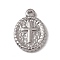 Non-Tarnish 304 Stainless Steel Pendants, Oval with Cross Charm, Stainless Steel Color, 18x12.5x2mm, Hole: 1.5mm