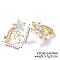 Elegant Brass Rhinestone Leaf Stud Earrings, with Delicate Design and Sparkling Details, Golden, Crystal, 21x19mm