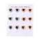 Ion Plating(IP) 304 Stainless Steel Heart Stud Earrings, with Micro Pave Cubic Zirconia, Golden & Stainless Steel Color, Red, 10x9mm