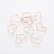 Brass Pendants, Heart, Rose Gold, 13x15x2mm, Hole: 1mm