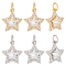 8Pcs 2 Colors Brass Cubic Zirconia Charms, with Jump Ring, Long-Lasting Plated, Lead Free & Cadmium Free, Star, Real 18K Gold Plated & Real Platinum Plated, 13.5x11.5x4.5mm, Hole: 3.2mm, 4pcs/color