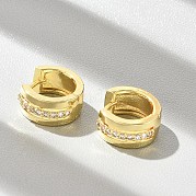 Латунные серьги-кольца из прозрачного кубического циркония EJEW-D311-054G