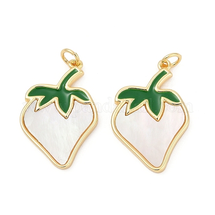 Подвески из латуни с натуральными белыми ракушками KK-U058-06G-1