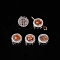 Natural Sunstone Beads, Alloy Flat Round Beads, Platinum, 10x7mm