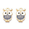 Alloy Enamel Pendants, Cadmium Free & Nickel Free & Lead Free, Light Gold, Owl, Gray, 19x12x2.5mm, Hole: 2mm