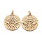 Brass Micro Pave Clear Cubic Zirconia Pendants, Long-Lasting Plated, with Jump Rings, Flat Round with Horse Eye, Real 18K Gold Plated, 22x20x2mm