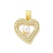 Brass Micro Pave Cubic Zirconia Pendants, Heart, with ABS Imitation Pearl, Rack Plating, Long-Lasting Plated, Lead Free & Cadmium Free, Real 18K Gold Plated, 18.5x16.5x5.5mm, Hole: 3.5x3.5mm