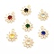 K9 Glass Pendants, with Light Gold Brass Finding, Flower Charms, Mixed Color, 20.5x16x4.5mm, Hole: 2.3mm
