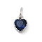 Brass Micro Pave Cubic Zirconia Pendants, Heart Charms, Rack Plating, Long-Lasting Plated, with Jump Ring, Prussian Blue, 9x7x3.5mm