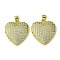 Eco-Friendly Brass Micro Pave Cubic Zirconia Pendants,  Long-Lasting Plated, Real 18K Gold Plated, Cadmium Free & Lead Free, Heart, Clear, 21.5x20x4.5mm, Hole: 5x3mm