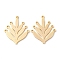 Brass Chandelier Component Links, Cadmium Free & Nickel Free & Lead Free, Grass Shape, Real 18K Gold Plated, 25x20.5x0.8mm, Hole: 1mm