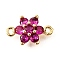 Brass Micro Pave Orchid Cubic Zirconia Links, Cadmium Free & Nickel Free & Lead Free, Flower, Real 18K Gold Plated, 8x13x3.5mm, Hole: 1.2mm