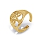 Adjustable Stainless Steel Cuff Rings, Tree of Life , Golden, US Size 8(18.1mm)
