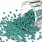 11/0 Grade A Round Glass Seed Beads, Baking Paint, Turquoise, 2.3x1.5mm, Hole: 1mm, about 48500pcs/pound