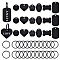 24Pcs 6 Style Aluminium Pendants, Pet Tag, with 24Pcs Iron Split Key Rings, Rectangle & Bone & Flat Round, Black, 25~50x25~38x1mm, Hole: 3~3.5mm, 4pcs/style