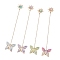 4Pcs Butterfly Sun Acrylic & Alloy Resin Charm Bookmark, with Brass Cable Chains, Golden, 225mm, butterfly: 34x39.5x5mm, sun: 29x26.5x5mm