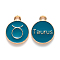 Alloy Enamel Pendants, Cadmium Free & Lead Free, Flat Round with Constellation, Light Gold, Dark Cyan, Taurus, 15x12x2mm, Hole: 1.5mm