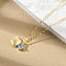 925 Sterling Silver Micro Pave Cubic Zirconia Pendant Necklaces for Women, with Shell Shape Charms, Golden, 15.83 inch(40.2cm)