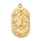 304 Stainless Steel Pendants, with Rhinestone, Oval with Constellation Charm, Real 18K Gold Plated, Capricorn, 25x13x3mm, Hole: 1.8mm