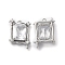 Brass Pave Cubic Zirconia with Glass Pendants, Cadmium Free & Nickel Free & Lead Free, Rectangle with Star, Platinum, 16x11.5x4mm, Hole: 1mm
