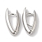 V-shapeRing Brass Hoop Earrings for Women, Real Platinum Plated, 20.5x4mm