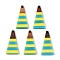 Epoxy Resin & Walnut Wood Pendants, Geometric Charms, Triangle, 28x14x3.5mm, Hole: 1.6mm