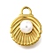 304 Stainless Steel Pendants, with Round Plastic Imitation Pearl, Shell Shape Charms, Real 18K Gold Plated, White, 18.5x14x7mm, Hole: 2.5mm