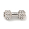 Brass Micro Pave Clear Cubic Zirconia Beads, Cadmium Free & Nickel Free & Lead Free, Dumbbell, Platinum, 6.5x16.5x3.5mm, Hole: 1.8mm