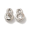 Brass Micro Pave Cubic Zirconia Charms, Long-Lasting Plated, Lead Free & Cadmium Free, Flat Round, Platinum, 6x4x2mm, Hole: 1.2mm