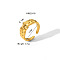 Irregular Hammered Stainless Steel Open Cuff Rings, Summer Beach, No Fading, Real 18K Gold Plated, Inner Diameter: 17mm