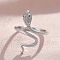 Snake Brass Micro Pave Cubic Zirconia Cuff Rings, Open Rings for Women, Platinum, Inner Diameter: 16mm