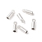 Brass Cord Ends, Silver, 6x2mm, Hole: 0.8mm, Inner Diameter: 1.5mm
