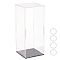 Rectangle Transparent Acrylic Minifigures Display Boxes with Black Base, for Models, Building Blocks, Doll Display Holders, Clear, 11x11x25.5cm
