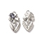 Glass Flower Of Life Pendant, with Platinum Alloy Findings, Lead Free & Cadmium Free, Purple, 23x11.5x4mm, Hole: 1.8mm
