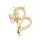Brass Micro Pave Cubic Zirconia Pendants, Butterfly, Rack Plating, Long-Lasting Plated, Lead Free & Cadmium Free, Real 18K Gold Plated, 26x19x3mm, Hole: 1mm