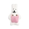 Rabbit Ceramic Buttons, 2-Hole, Pink, 27.5~28x16.5x6.5mm, Hole: 1.8mm