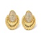 Teardrop Brass Pave Clear Cubic Zirconia Stud Earrings, Real 18K Gold Plated, 19.5x14.5mm